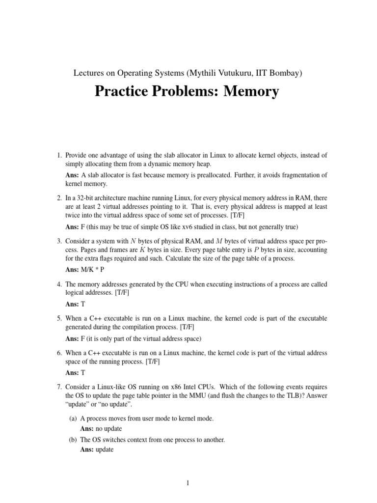 Memory Management in Linux OS Lectures | PDF | Cpu Cache | Operating System