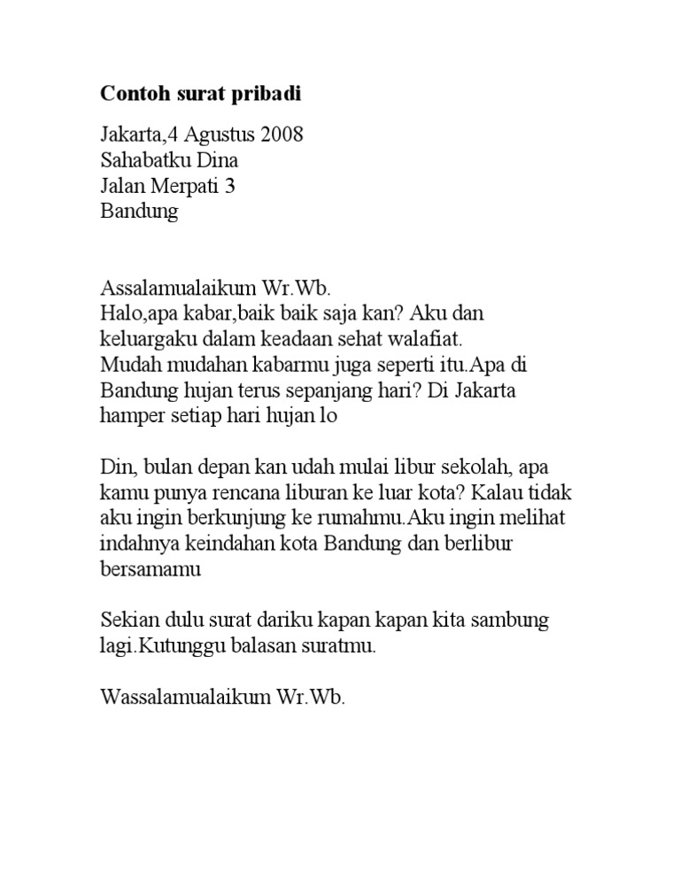 Contoh Surat Pribadi  PDF