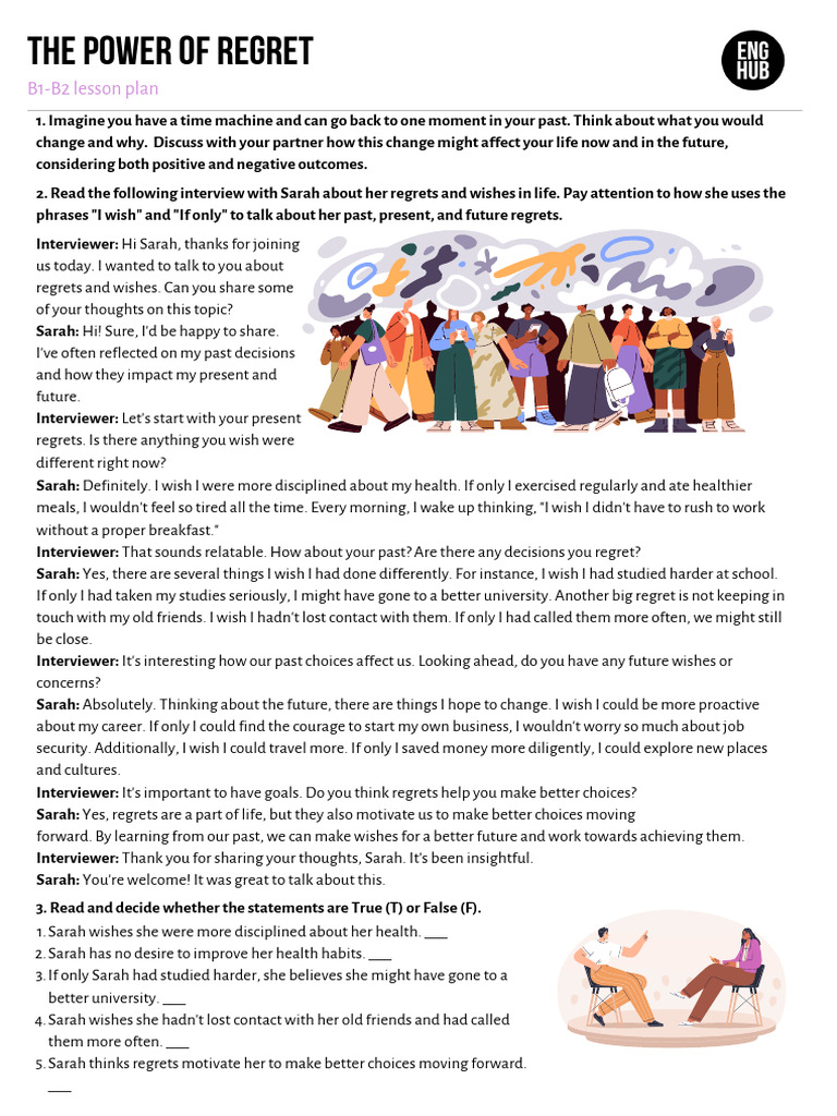 B1-B2 The Power of Regret A4 Worksheet SV | PDF | Perfect (Grammar ...