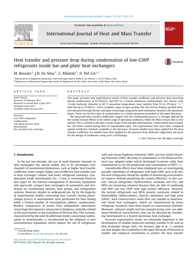 Heat Transfer and Pressure Drop During Condensation of Low-GWP ...