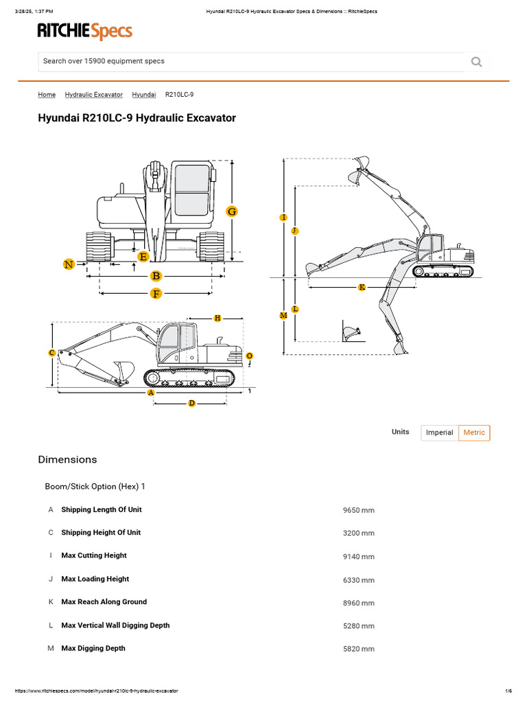 Hyundai R210LC-9 Excavator Specs | PDF | Engines | Mechanical Engineering