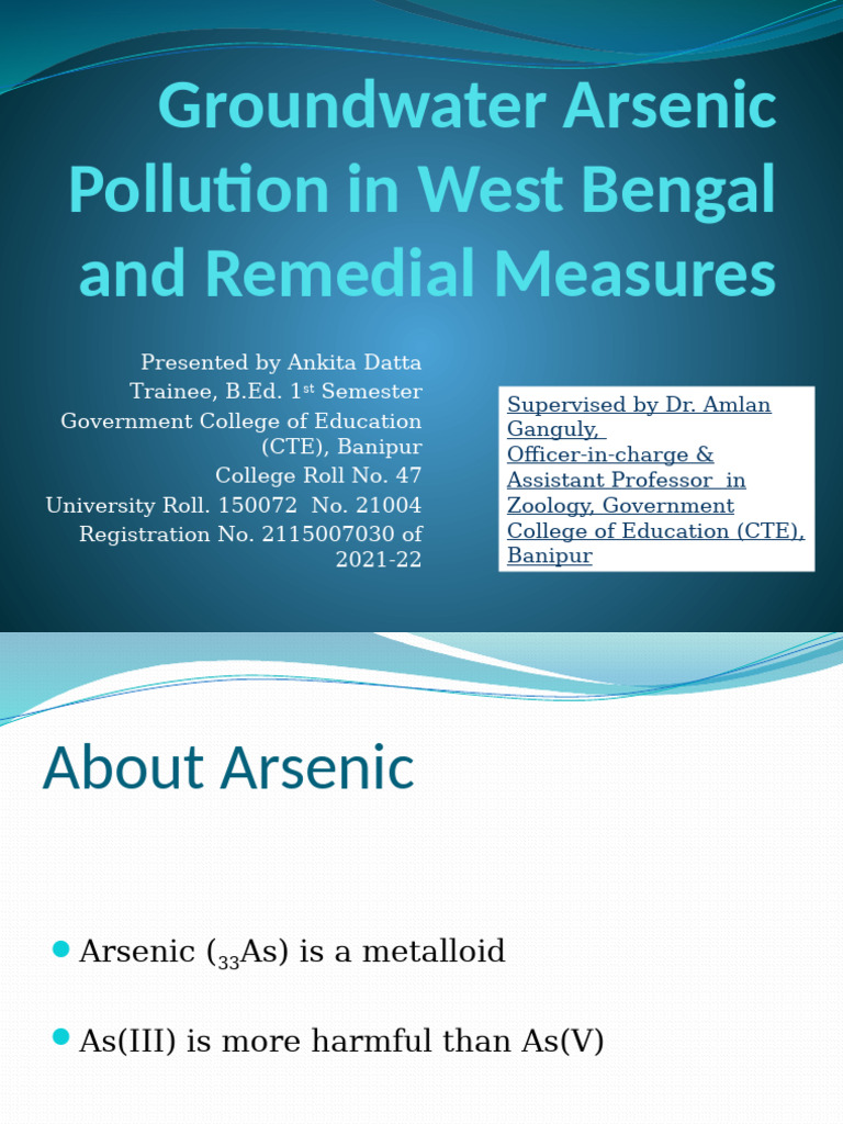Arsenic Pollution in West Bengal | PDF | Arsenic | Determinants Of Health