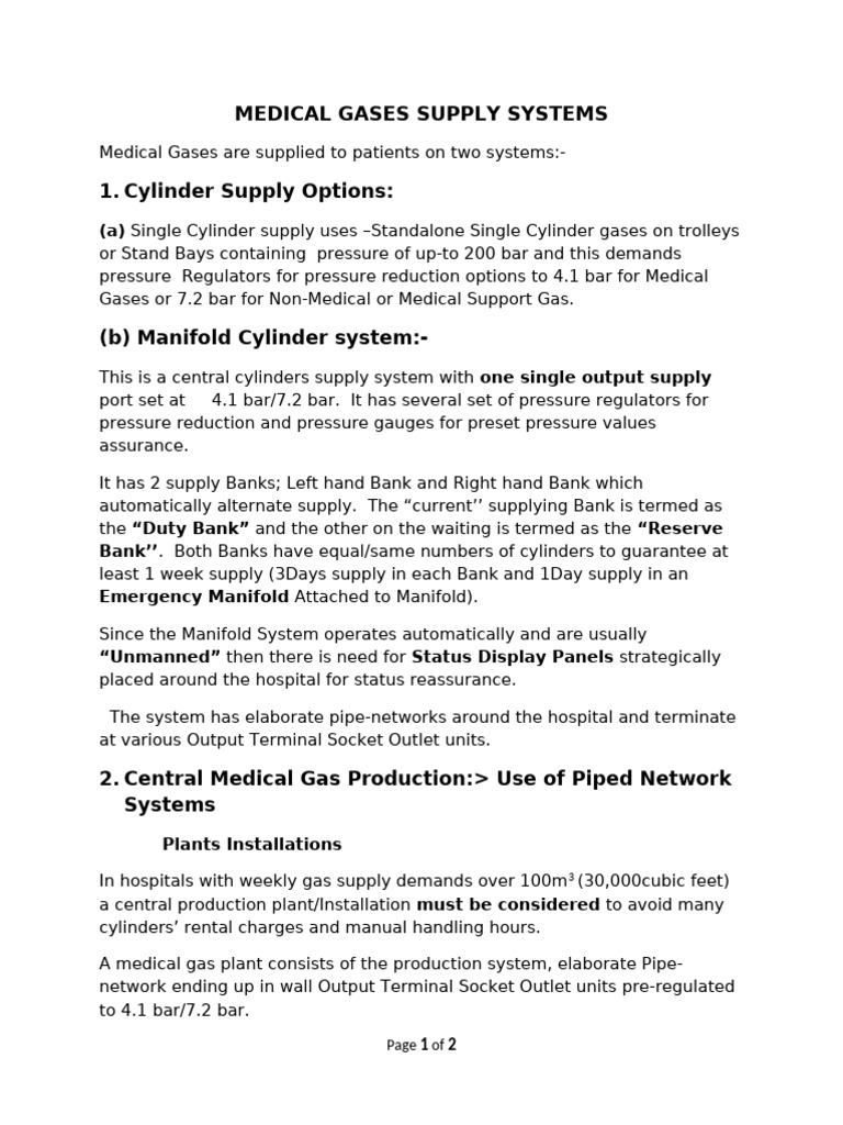 Medical Gases Supply Systems Overview | PDF | Pipe (Fluid Conveyance ...
