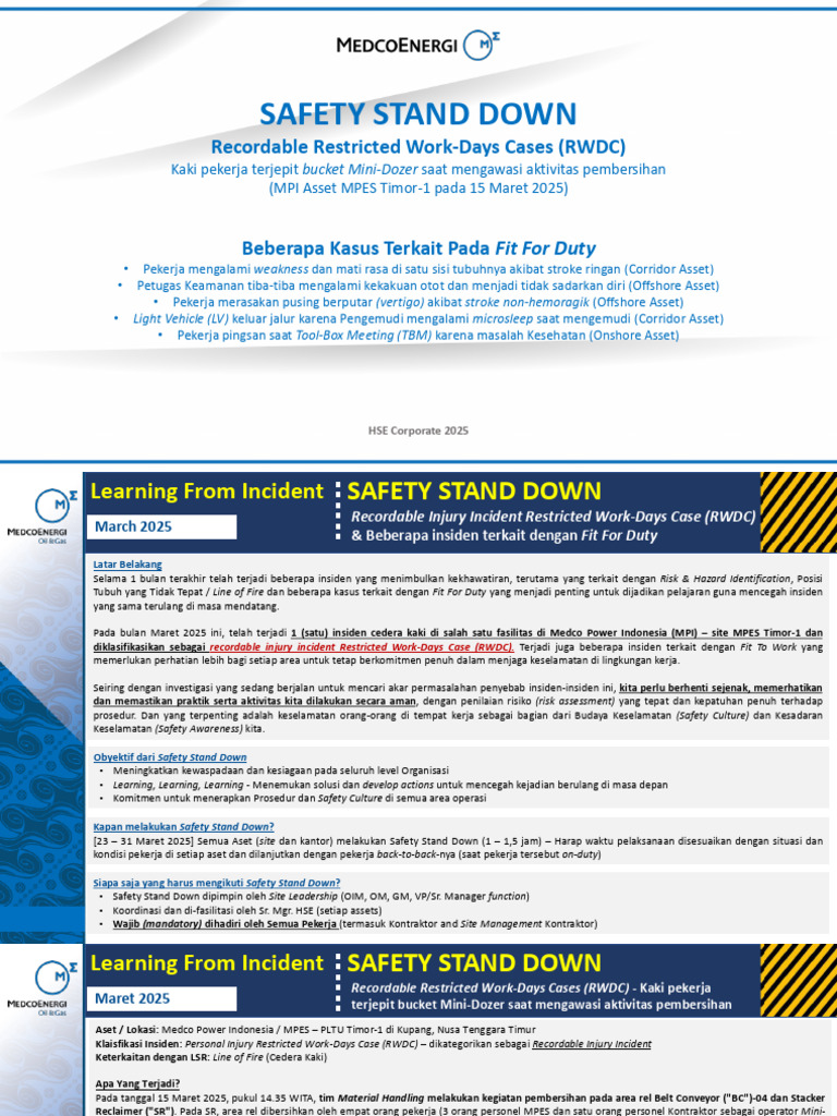 Safety Stand Down dan RWDC 2025 | PDF