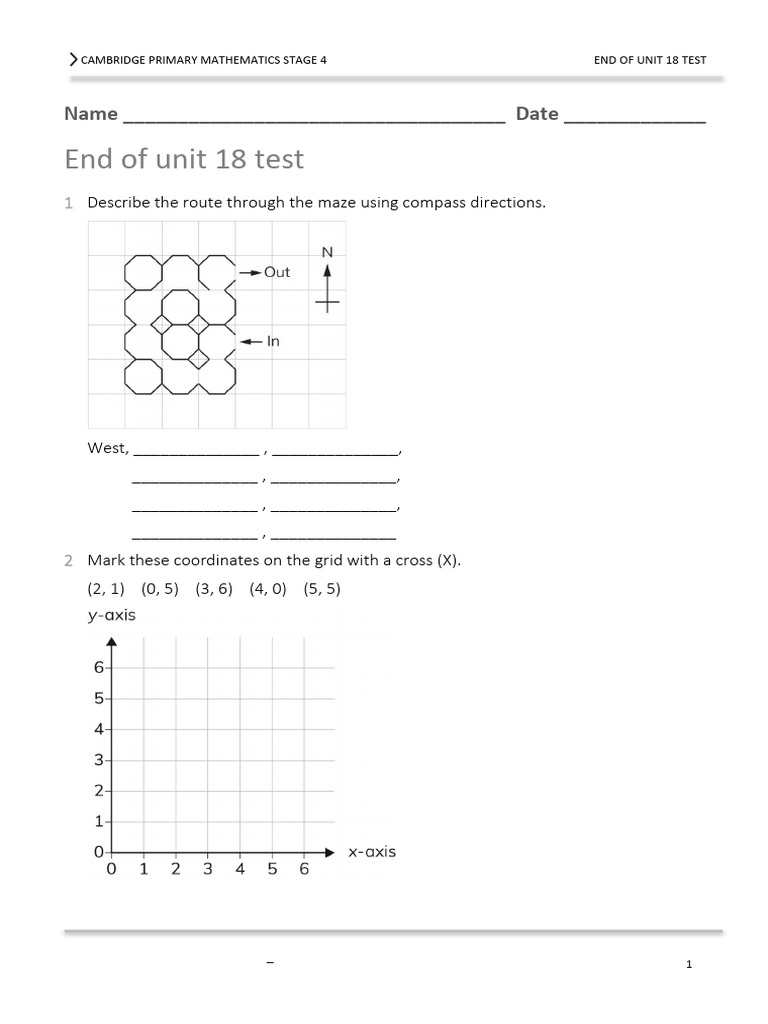 Stage 4 End of Unit 18 Test | PDF