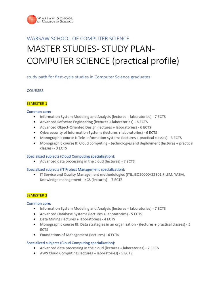 Master Studies Study Plan | PDF | Information Technology Management ...