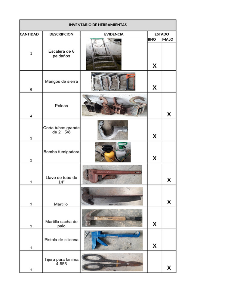 Inventario de Herramientas y Estado | PDF