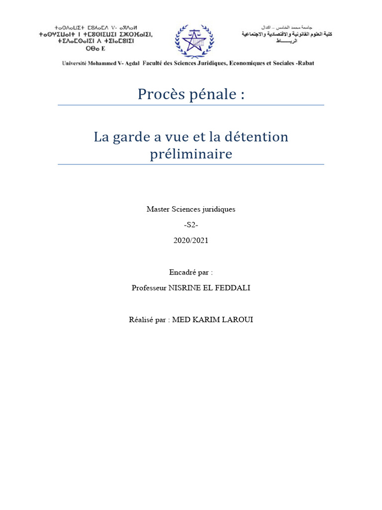 Garde à vue et défense préventive en droit | PDF | Crimes | Crime et ...