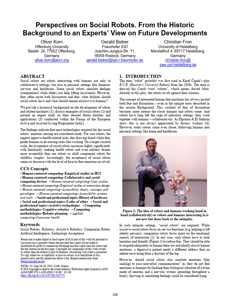 Perspectives On Social Robots From The H | PDF | Robot | Robotics