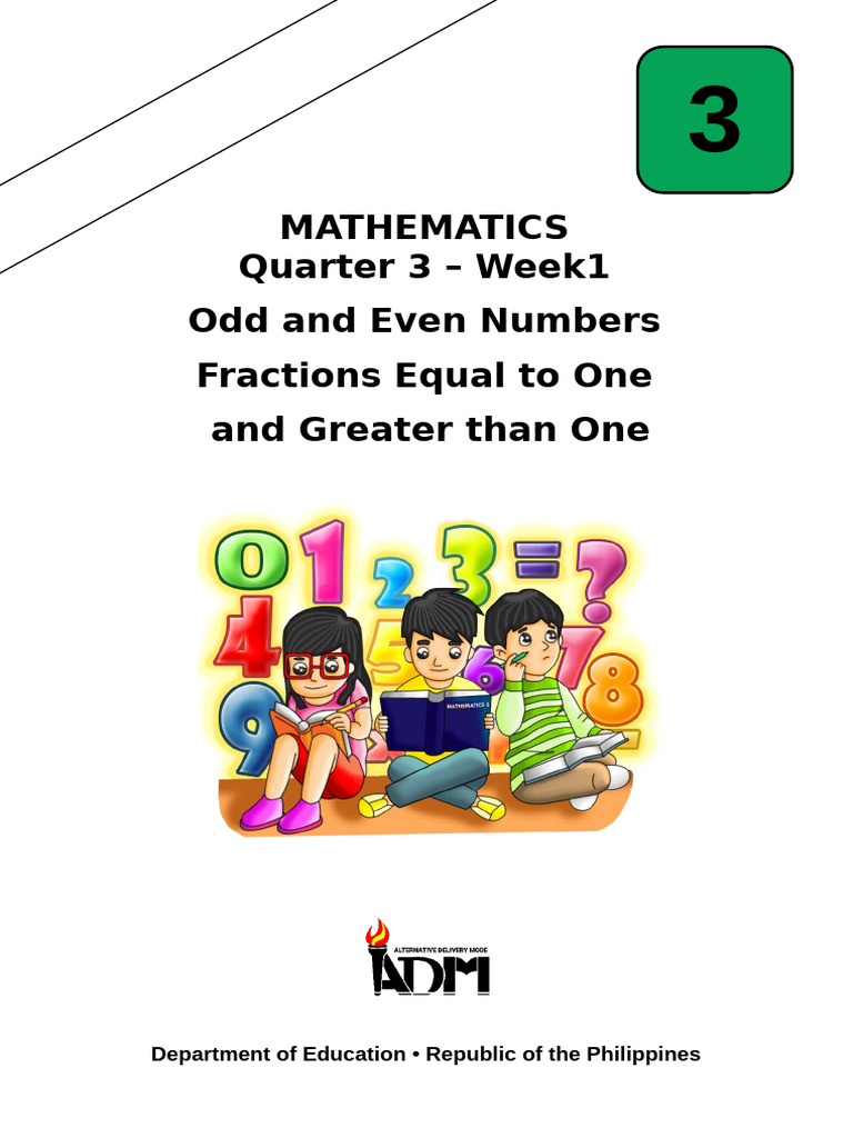 Math3 - q3 - Mod1 - Odd and Even Numbers - Fractions Equal To One and ...