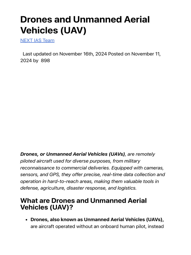 Overview of Drones and UAV Applications | PDF | Unmanned Aerial Vehicle ...