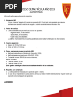 Proceso de Matrícula 2026: Instructivo y Cronograma | PDF