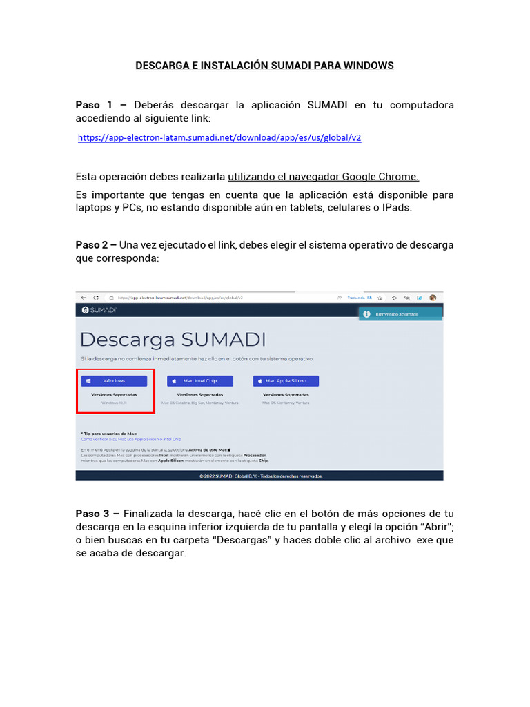 Instalación de SUMADI en Windows | PDF