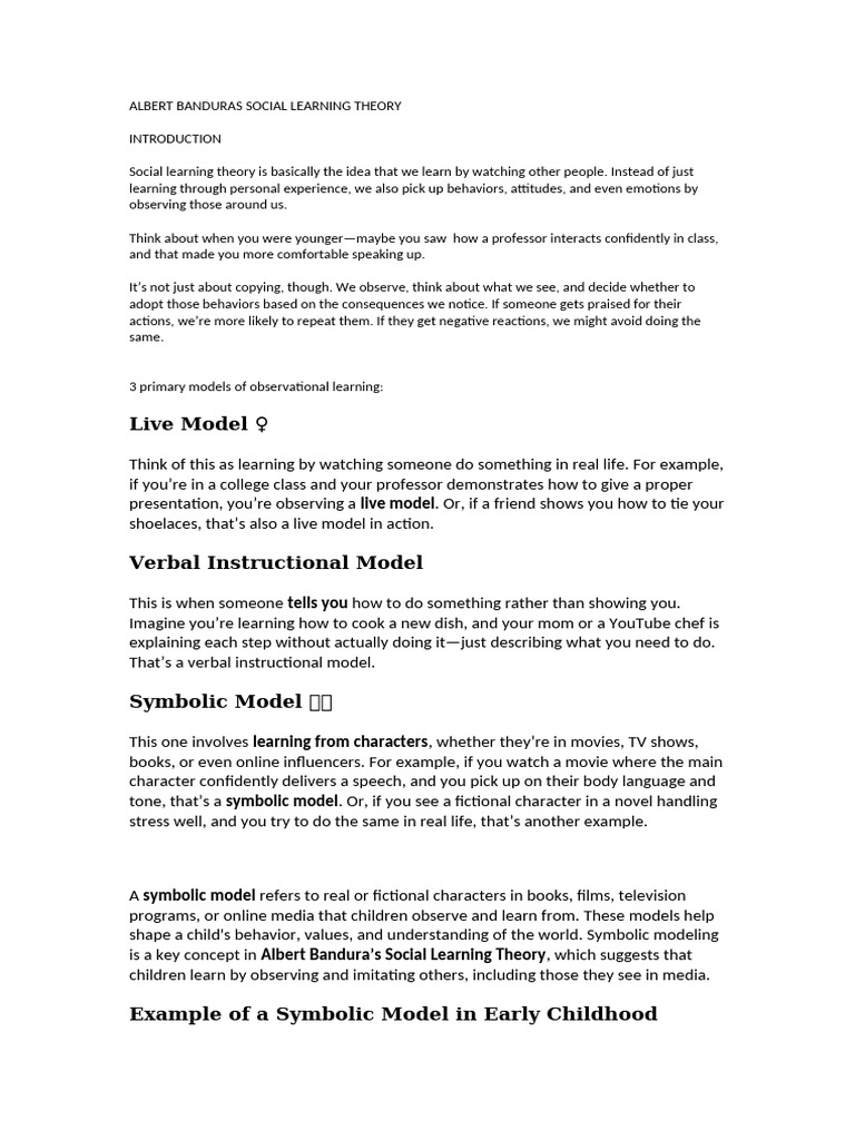 Understanding Bandura's Social Learning Theory | PDF | Imitation | Learning
