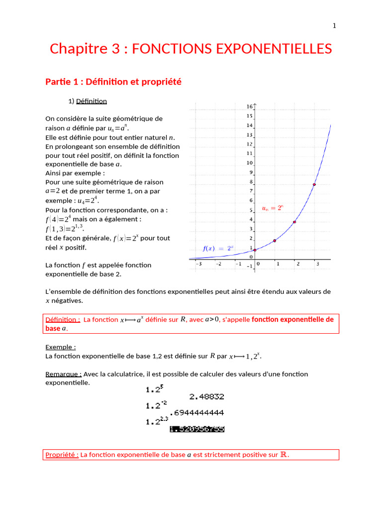Propriétés des Fonctions Exponentielles | PDF | Fonction (Mathématiques ...
