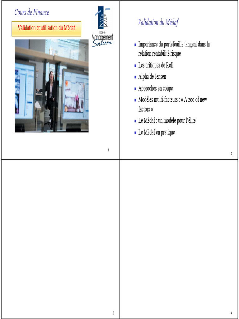 Validation du Médaf en Finance | PDF | Modèle d'évaluation des actifs ...