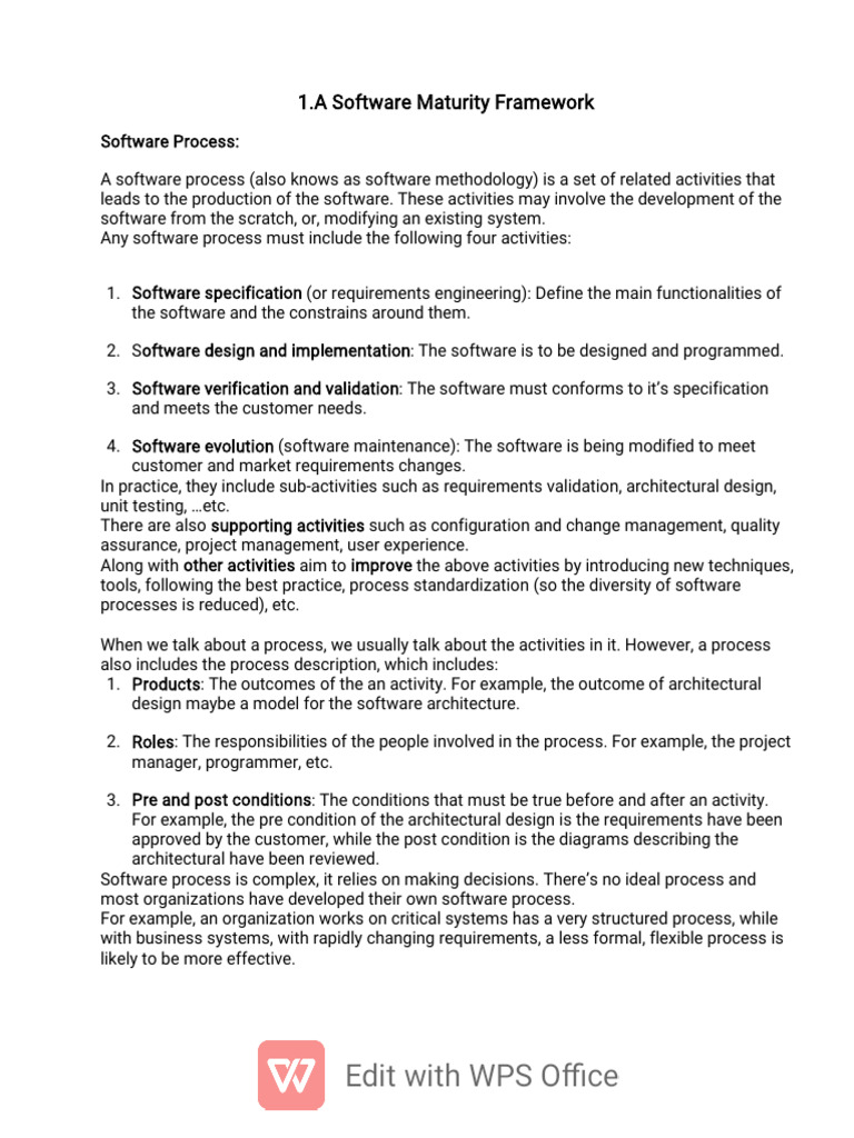 Software Process Maturity Framework | PDF | Software Testing | Software ...