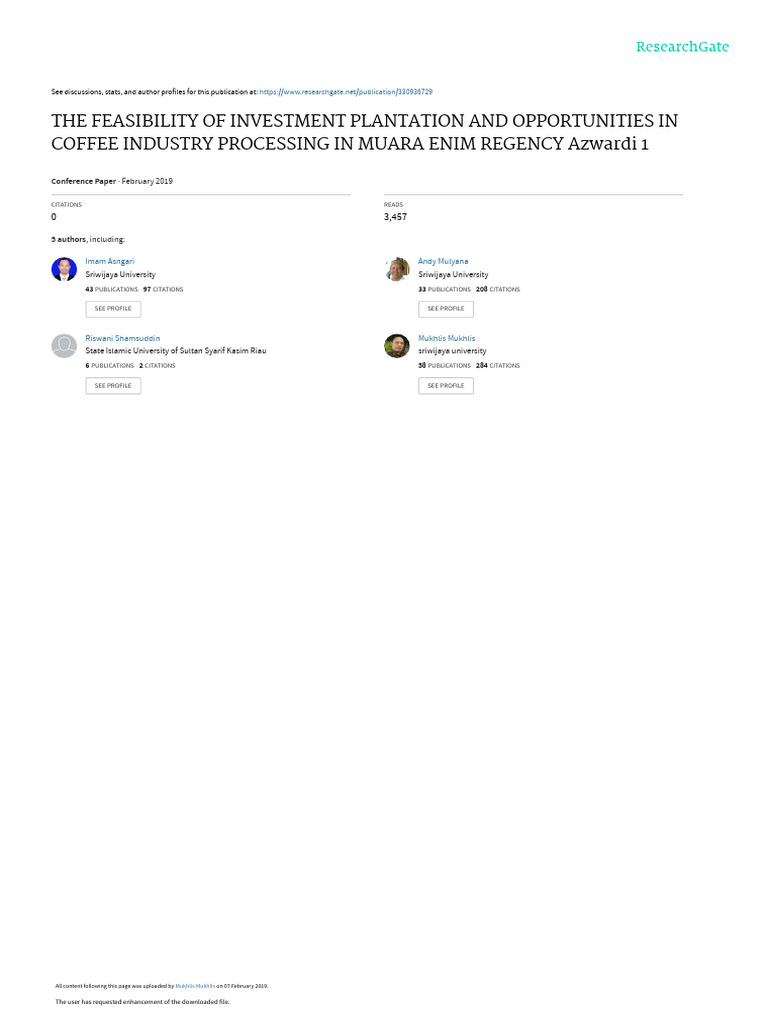 Coffee Investment Feasibility in Muara Enim | PDF | Internal Rate Of ...