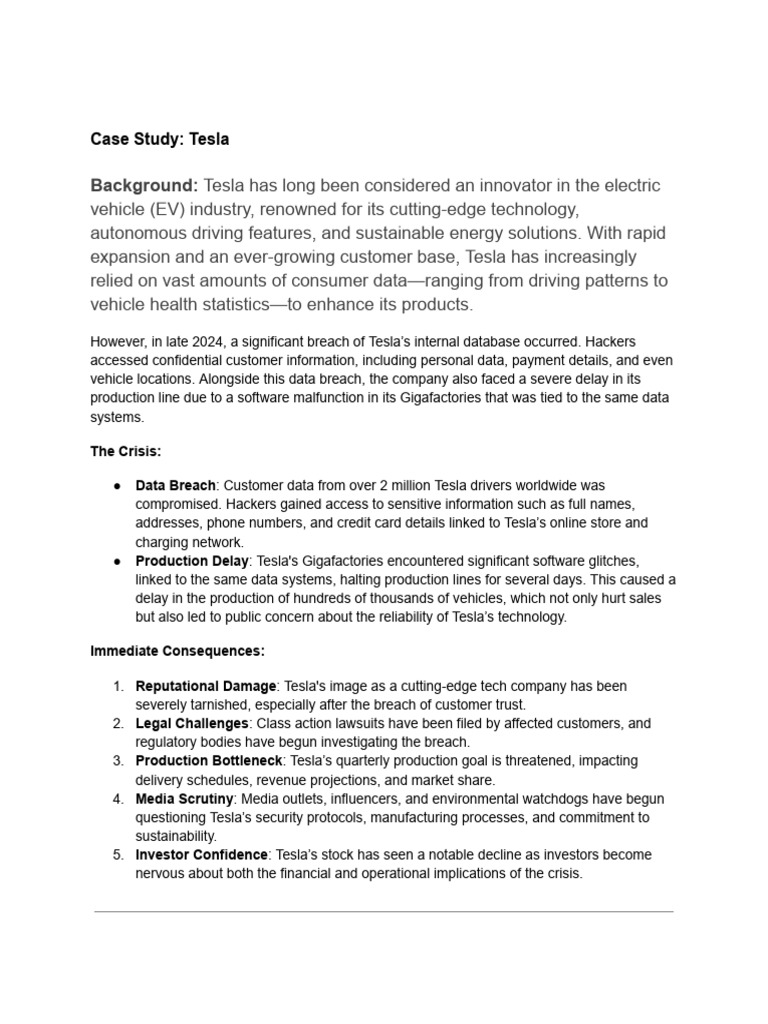 Case Study Tesla 2 | PDF