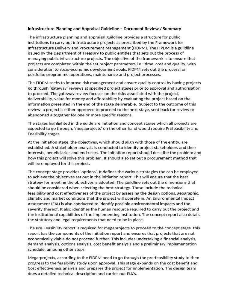 FIDPM Stages for Infrastructure Projects | PDF | Environmental Impact ...