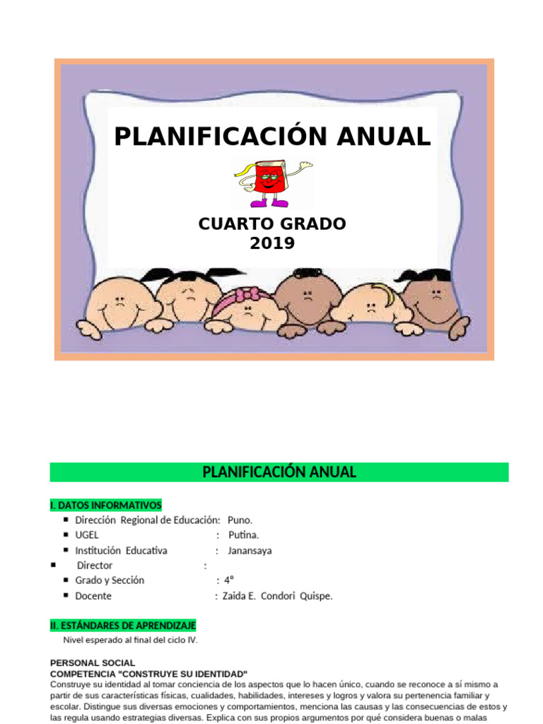 Planificación Anual 4° | PDF | Datos | Medición