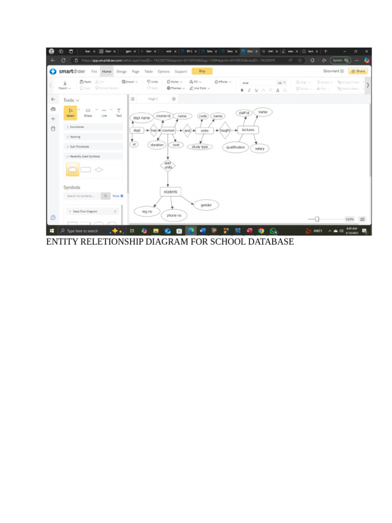 Entity Reletionship Diagram For School Database | PDF