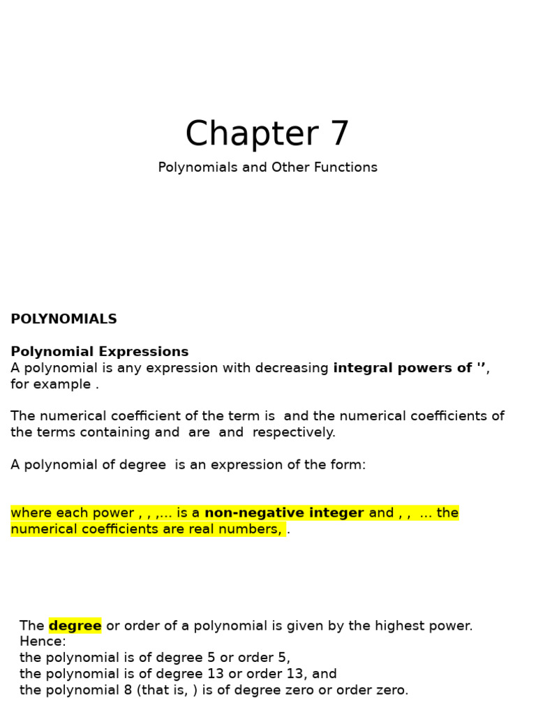 11 Methods - Chapter 7 - T1W4L1 | PDF | Polynomial | Asymptote