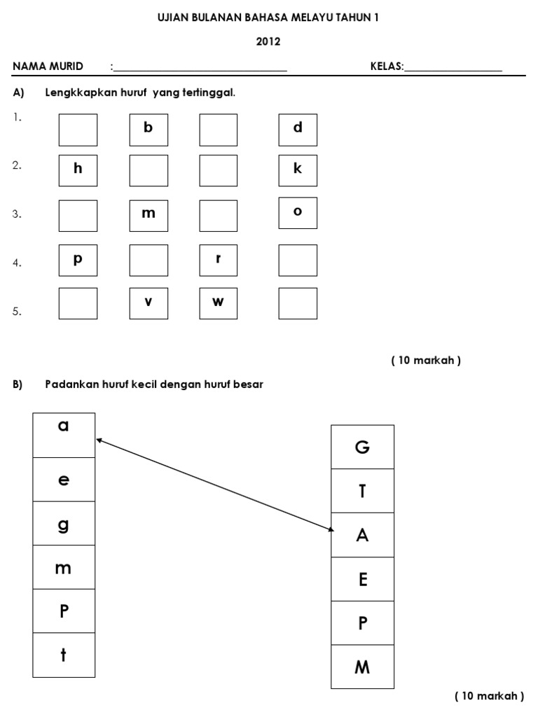 Ujian Bulanan Bahasa Melayu Tahun 1 Pdf