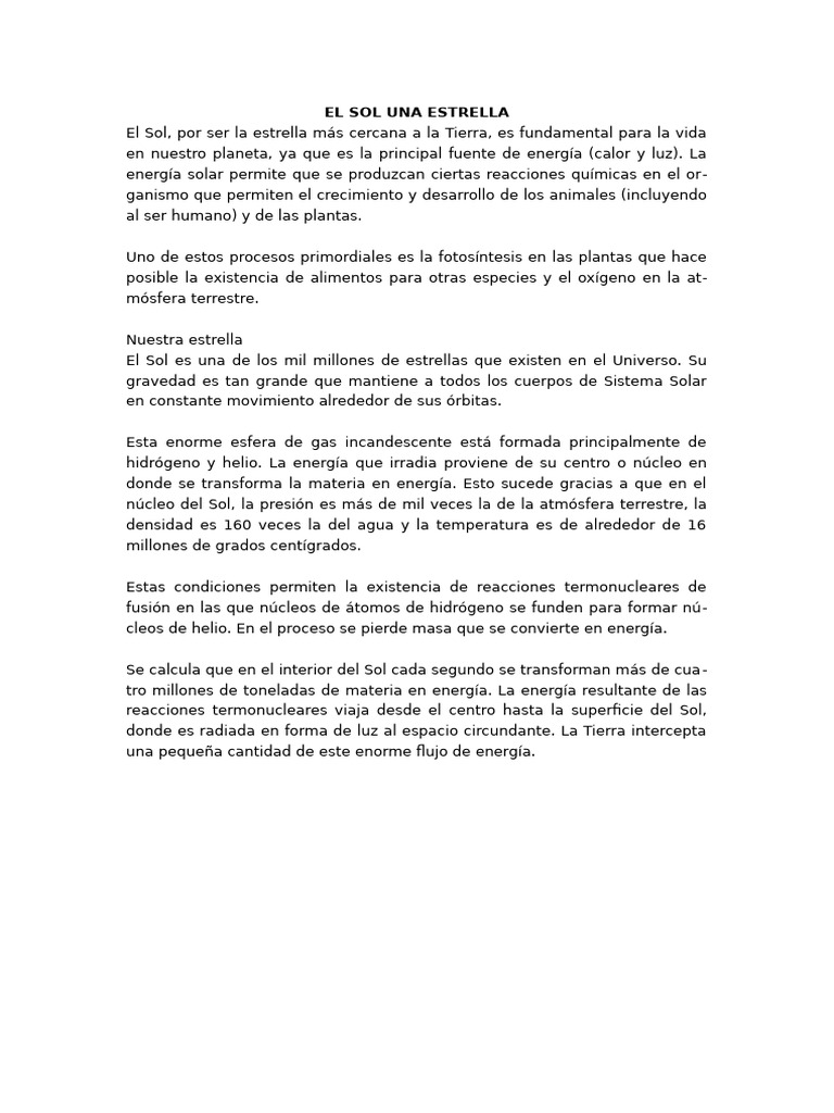 El Sol Una Estrella | PDF