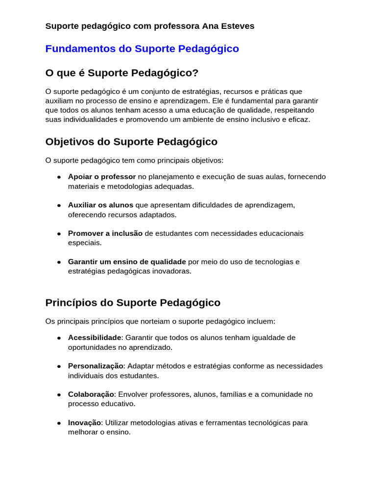 Apostila de Suporte Pedagógico | PDF