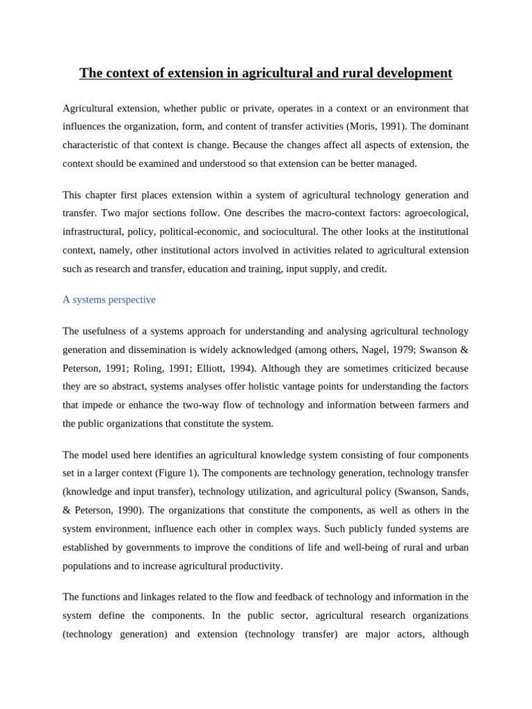 Agricultural Extension in Rural Development | PDF | System | Policy