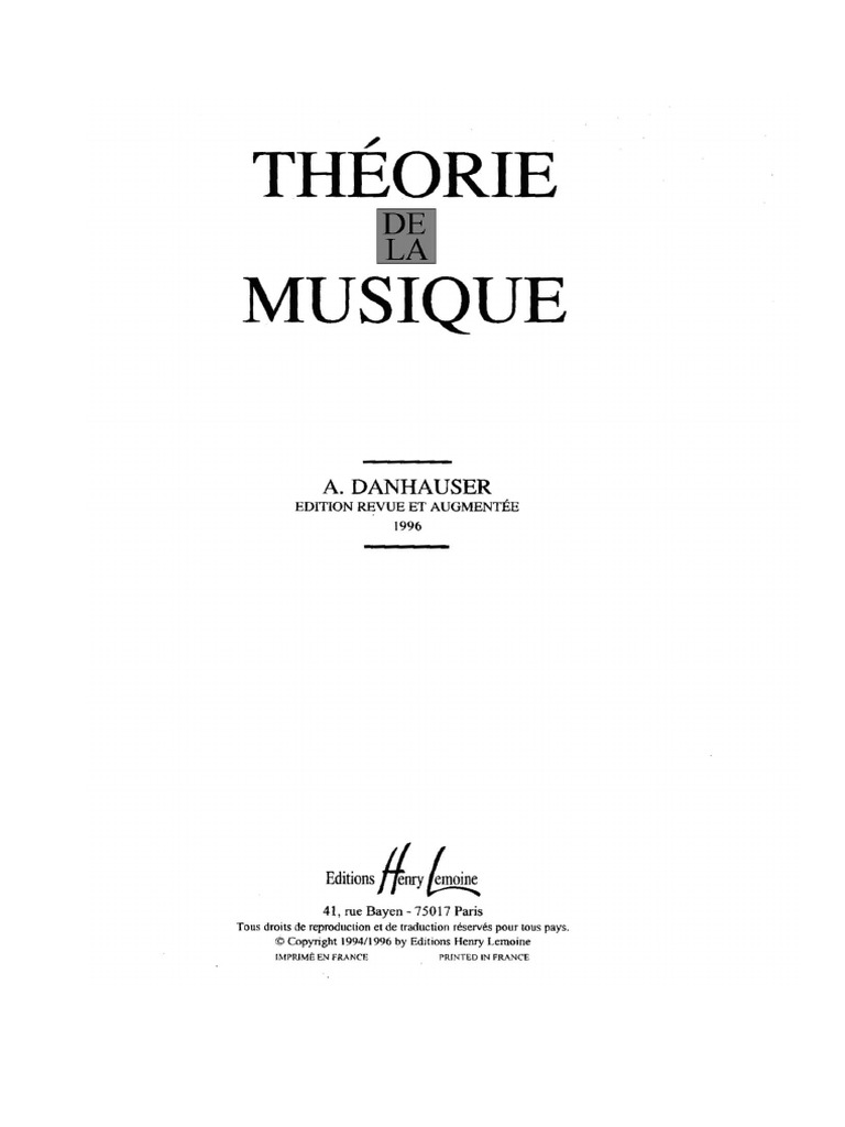 Théorie de La Musique (A.DANHAUSER) | PDF