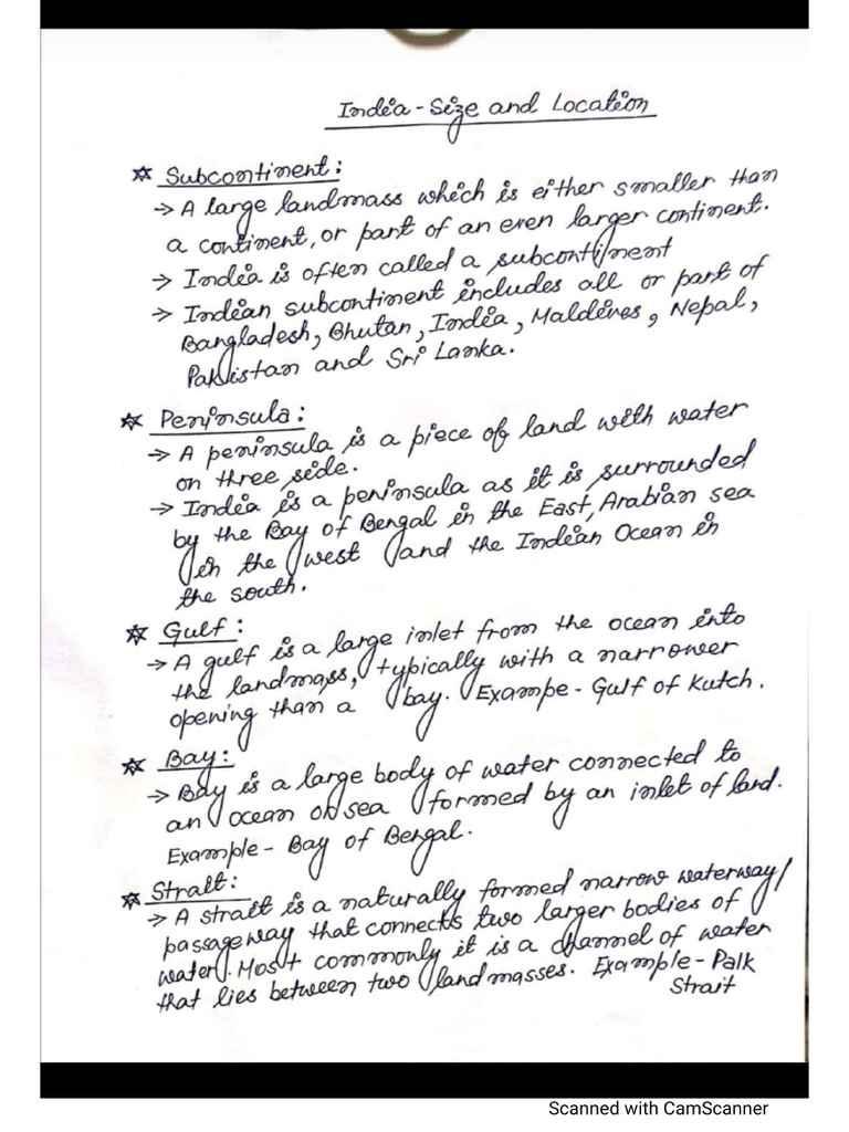 Notes (Indian - Size and Location) . | PDF