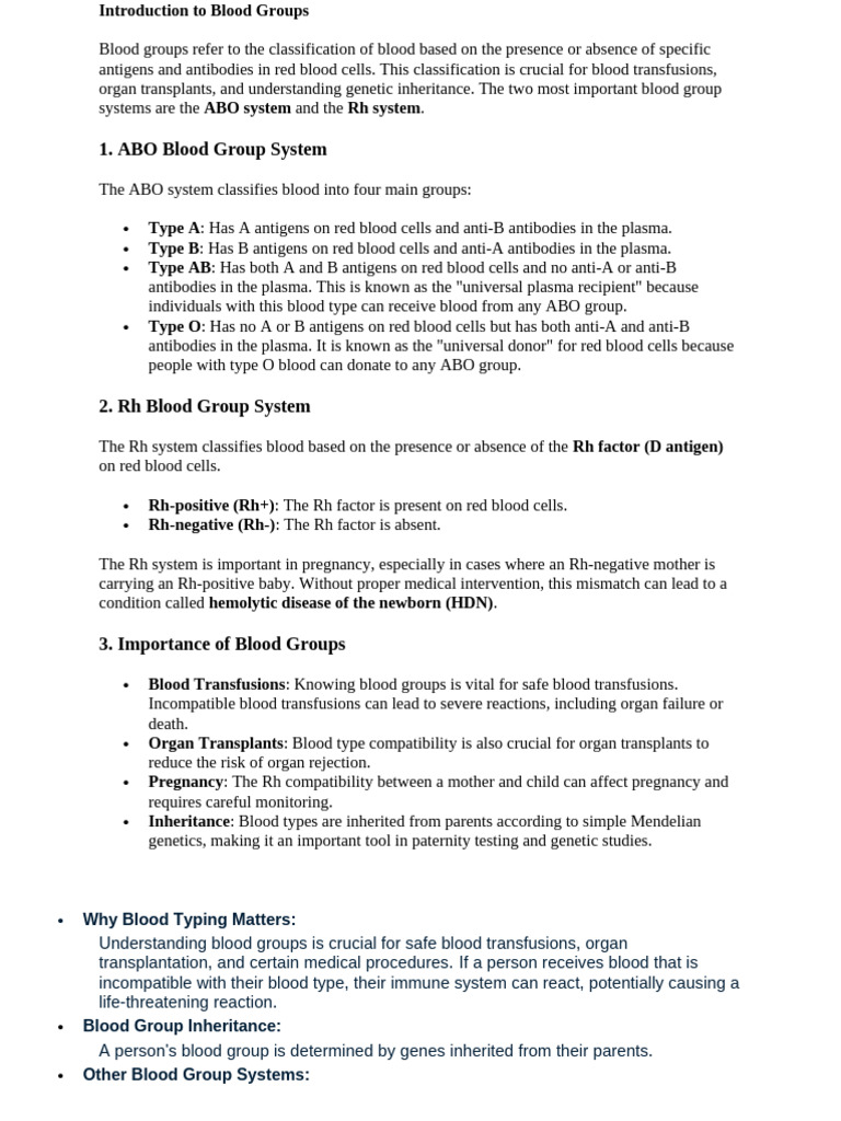 Overview of Blood Group Systems | PDF | Blood Type | Blood