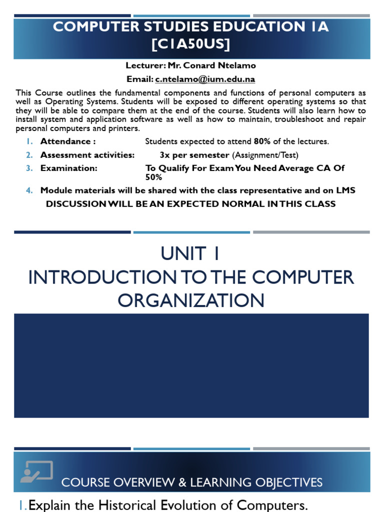 Lecture Notes Unit 1 - Lesson 1 (1) | PDF | Central Processing Unit ...