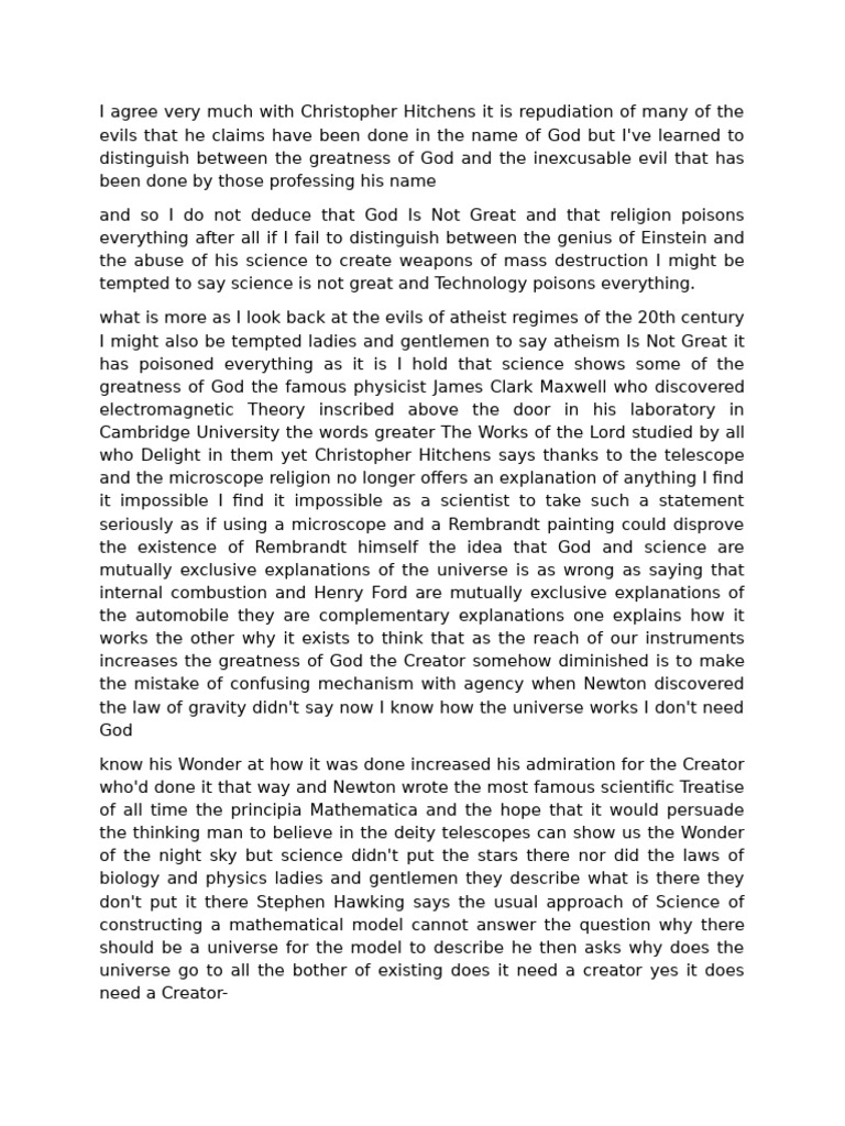 The Greatness of God vs. Atheism | PDF | Faith | Science