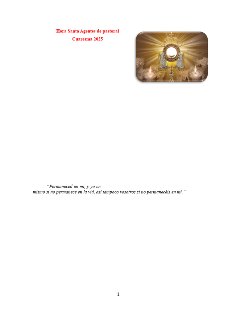 Hora Santa para Agentes de Pastoral 2025 | PDF | María, madre de Jesús ...