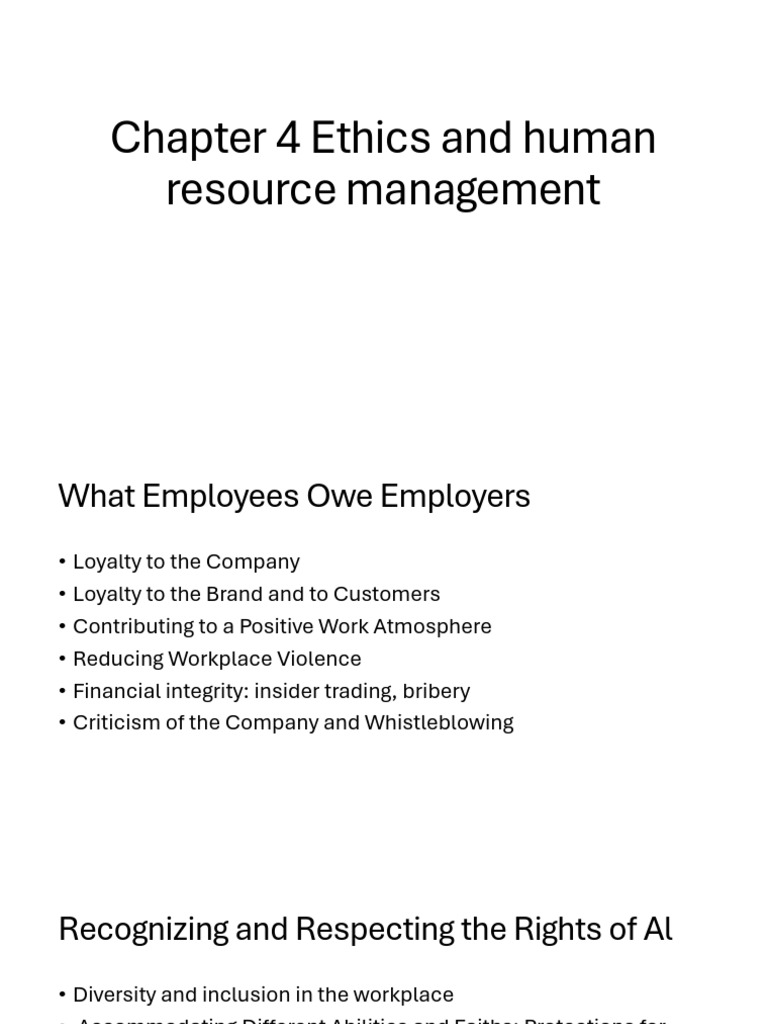 Ethics in Human Resource Management PDF Discrimination