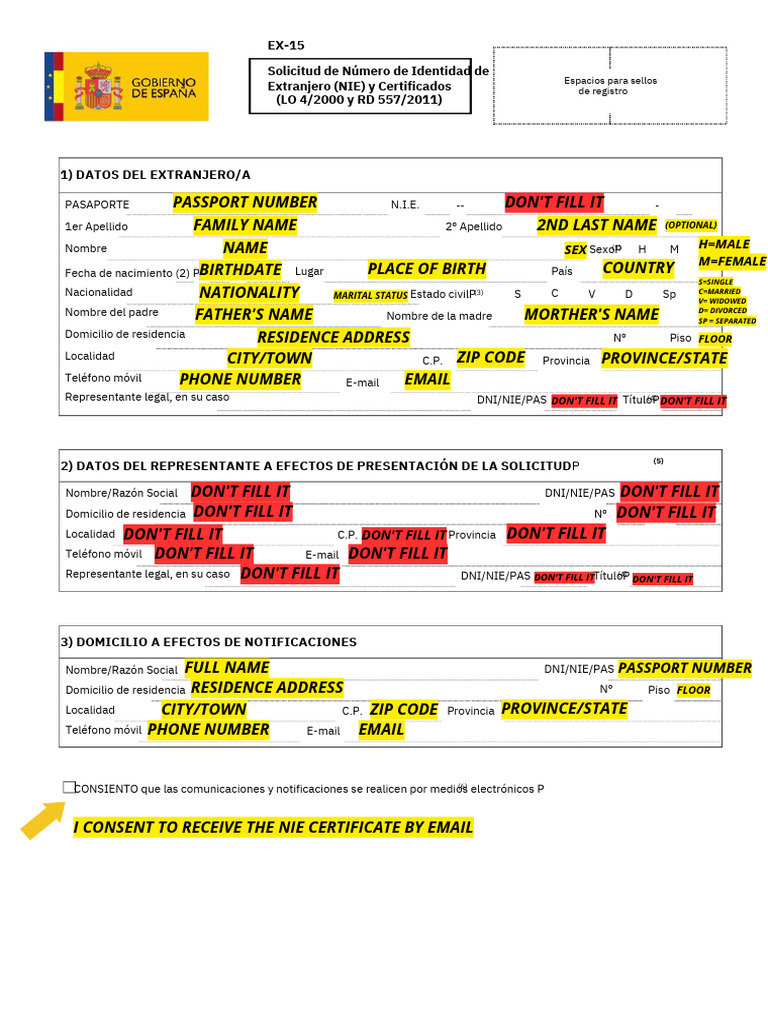 Instrucciones para Rellenar el EX-15 | PDF