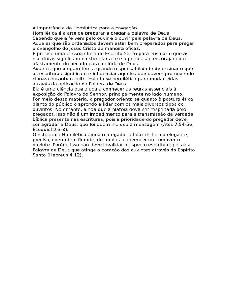 A Importância Da Homilética Para A Pregação Livia Pdf