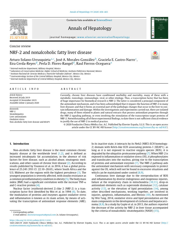 NRF-2's Role in Fatty Liver Disease | PDF | Reactive Oxygen Species ...