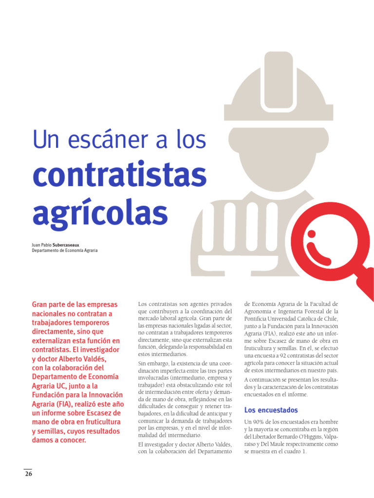 Informe sobre Contratistas Agrícolas en Chile | PDF | Agricultura ...