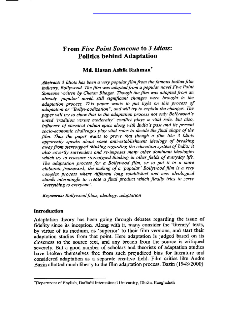 From+Five+Point+Someone+to+3+Idiots+ +Politics+Behind+Adaptation | PDF
