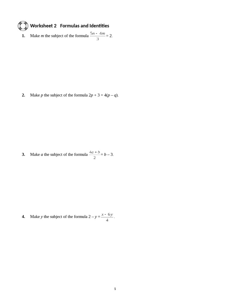 L2 Paper 1 02 Formulas and Identities Eng | PDF
