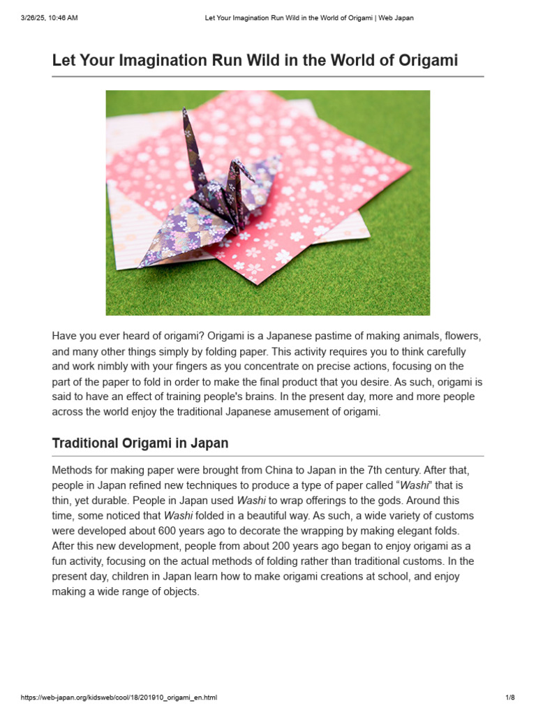 Let Your Imagination Run Wild in The World of Origami - Web Japan | PDF ...