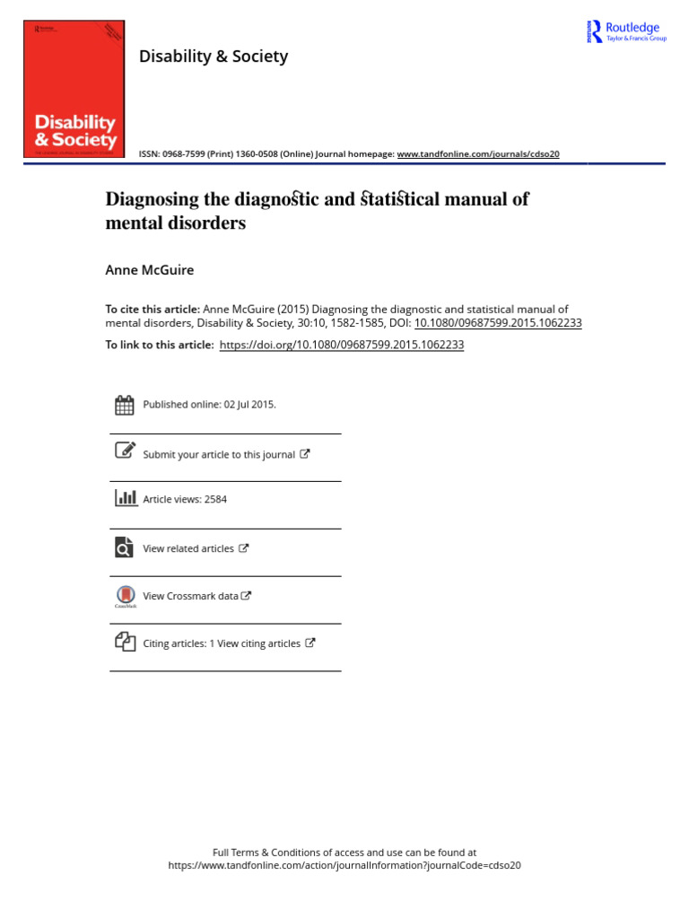 Diagnosing The Diagnostic and Statistical Manual of Mental Disorders ...