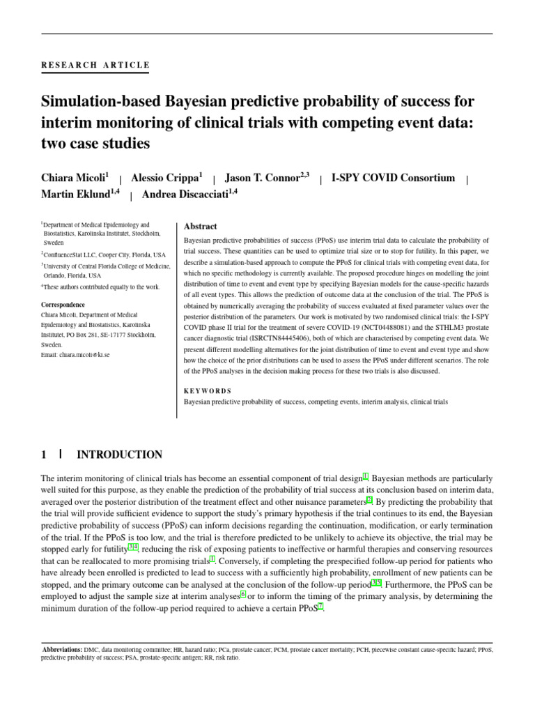 Simulation-Based Bayesian Predictive Probability of Success For Interim ...