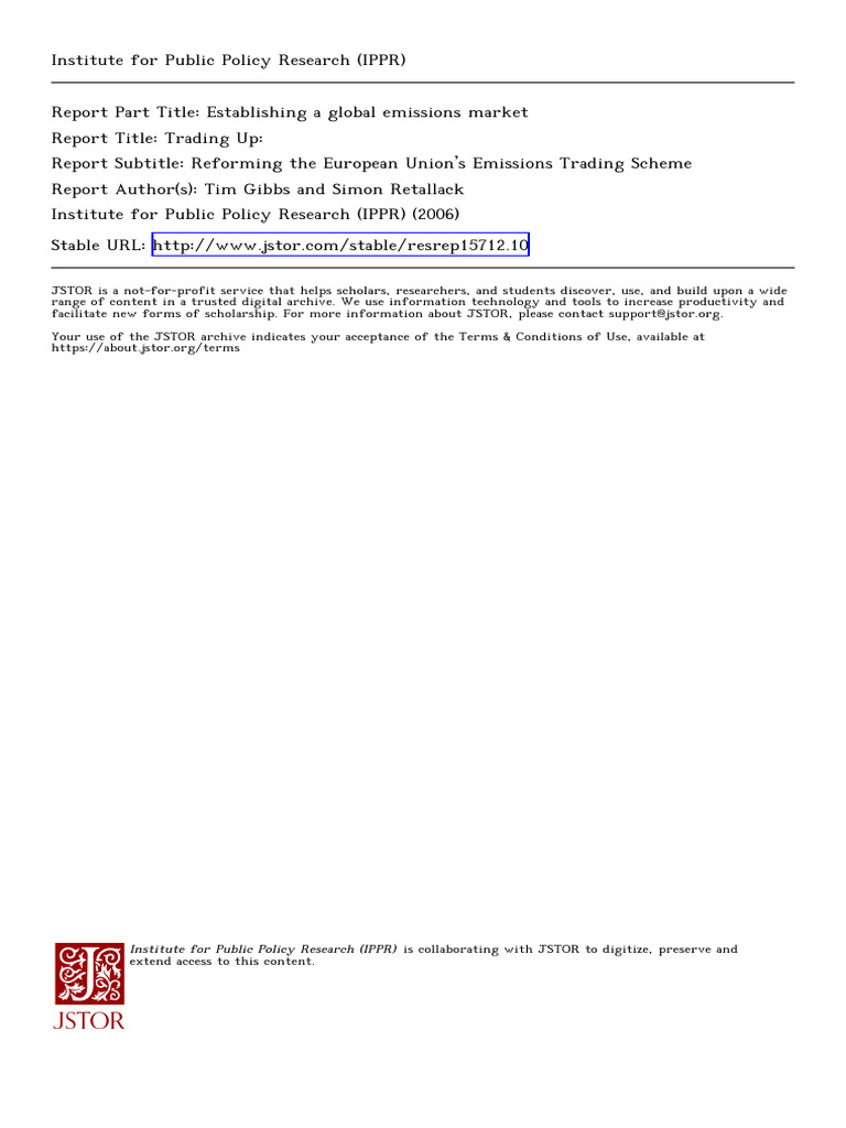 Global Emissions Market: EU Trading Reform | PDF | Clean Development ...