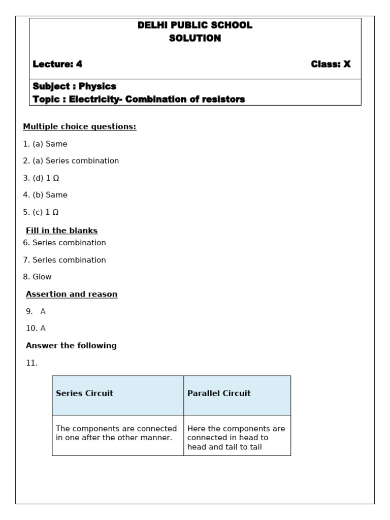 Assign - Lec 4 - X-Solution | PDF | Series And Parallel Circuits | Resistor