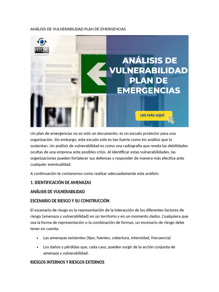 Análisis de Vulnerabilidad en Emergencias | PDF | Riesgo